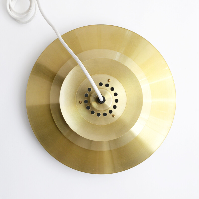 Danish Gold Brass Vintage Pendant  Lamp - 1970s