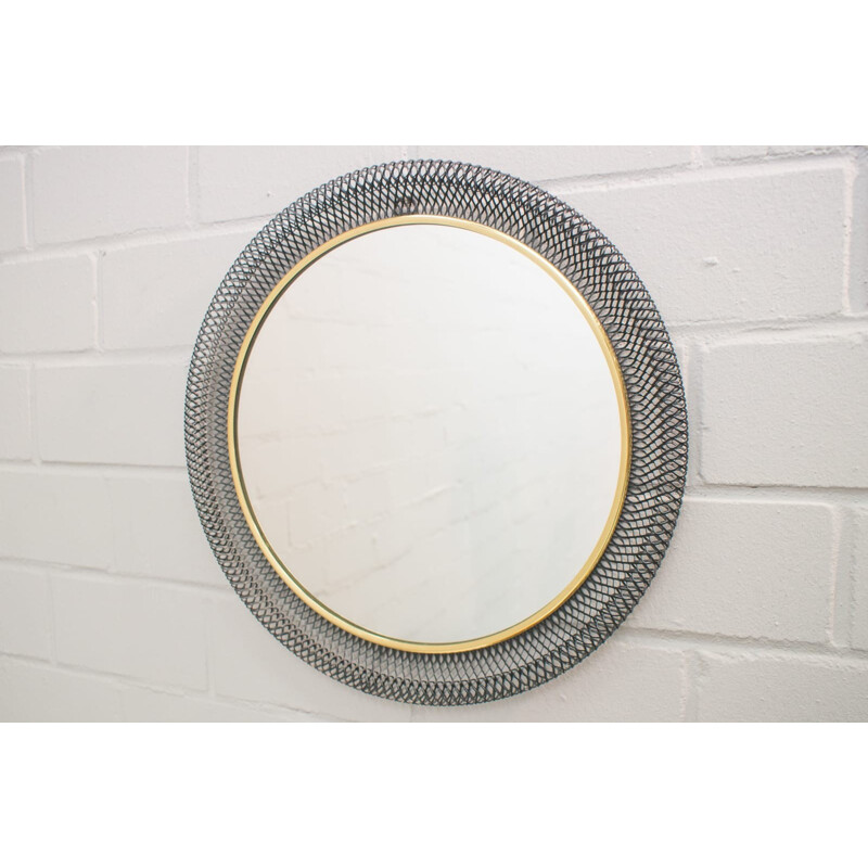 Vintage metal and brass wall mirror, 1960