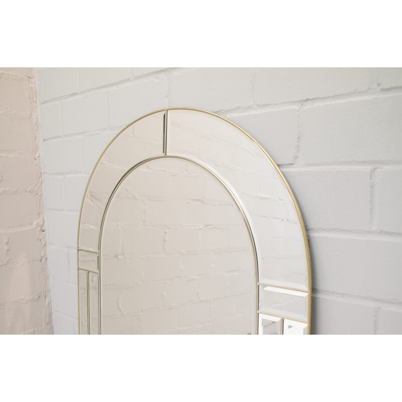 Large Faceted Round Arch Vintage Wall Mirror - 1960s