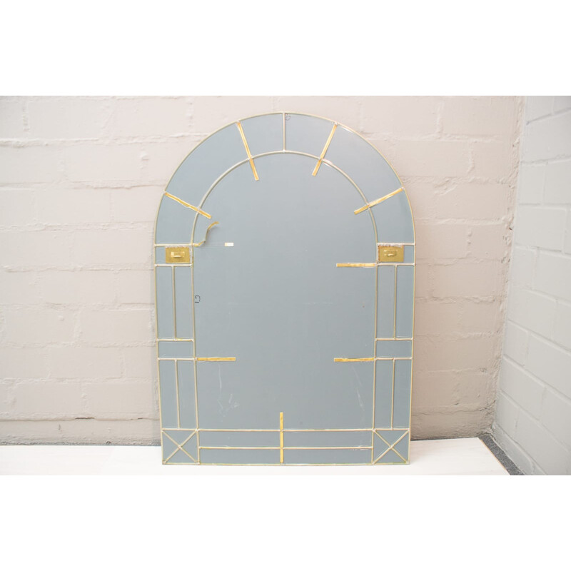 Large Faceted Round Arch Vintage Wall Mirror - 1960s