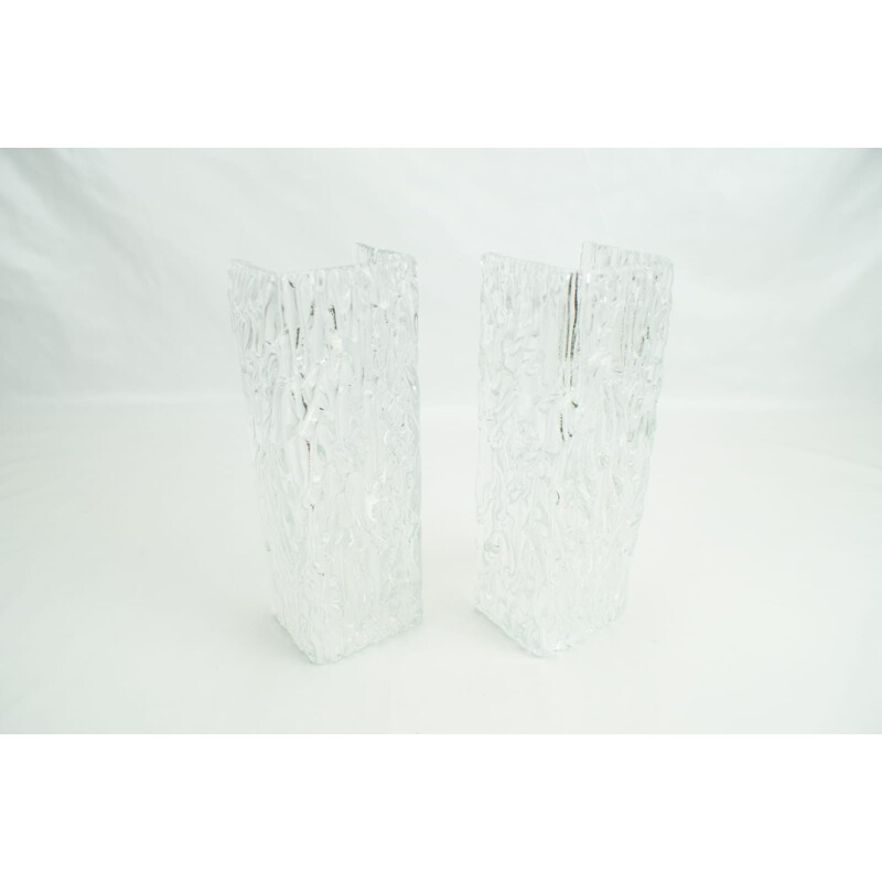Set of 2 Ice Glass Sconces by Kalmar - 1960s