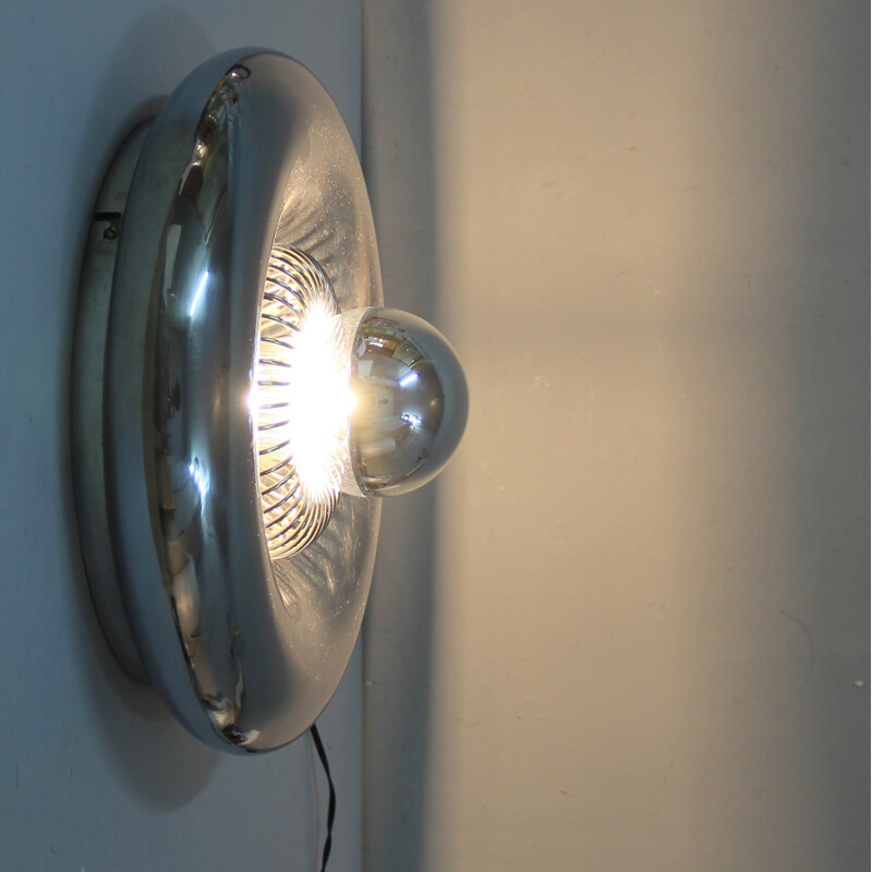 Vintage chromed metal wall lamp - 1960s