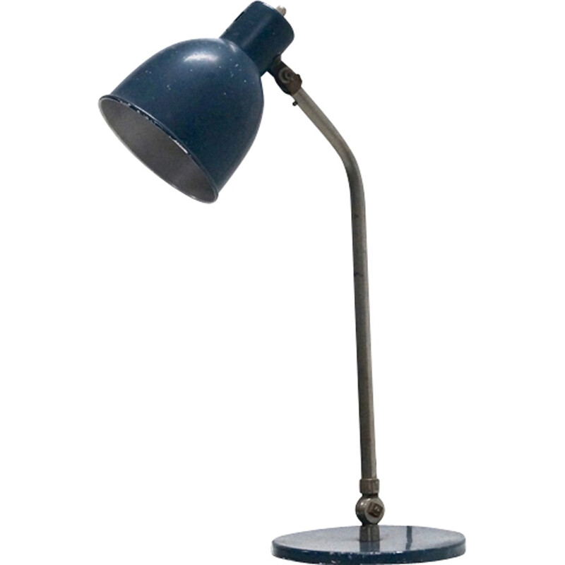 Lampe de bureau industrielle en métal patiné - 1950