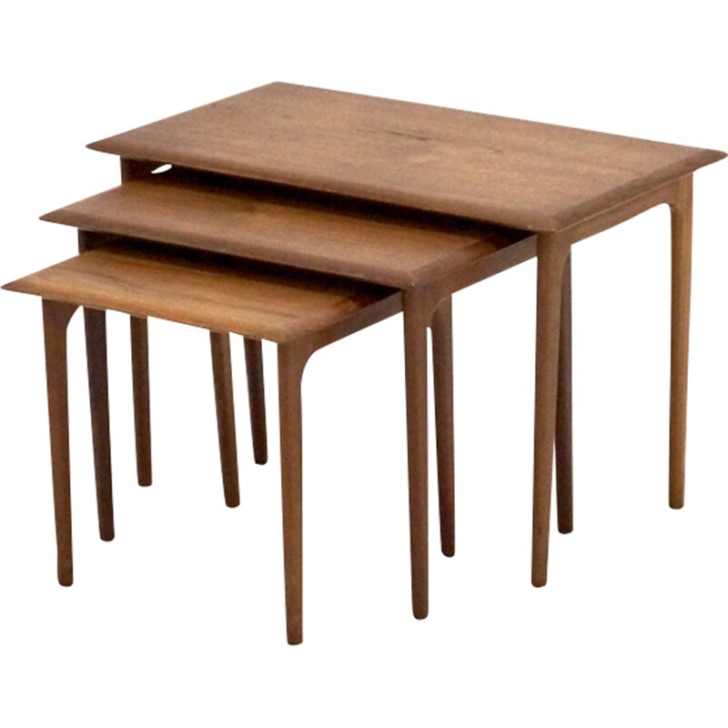 Set of 3 Scandinavian nesting tables in teak - 1960s