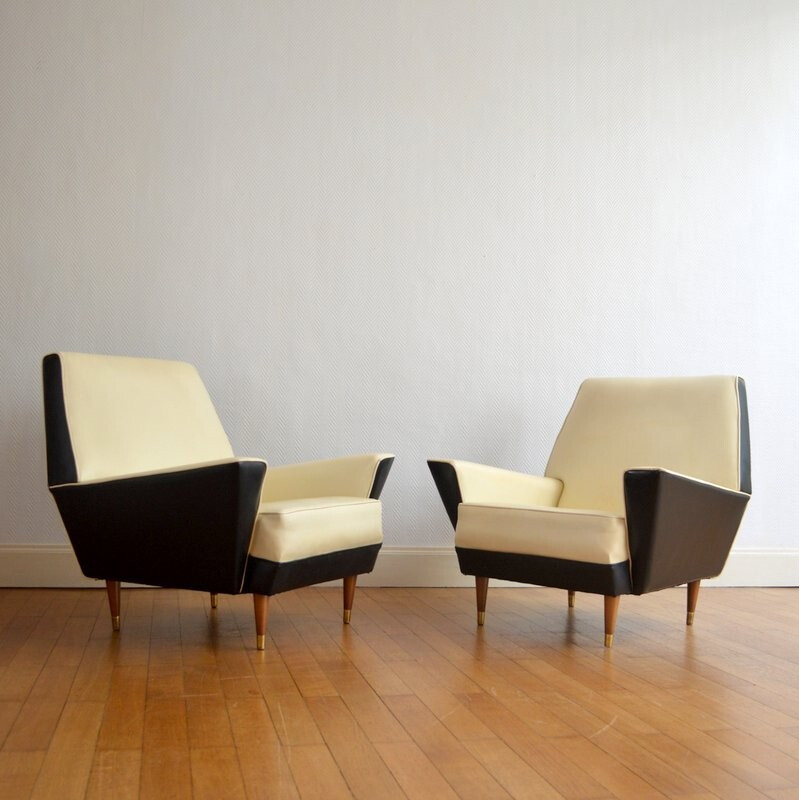 Pair of Rockabilly Design Armchairs byMedal Belgium - 1950s