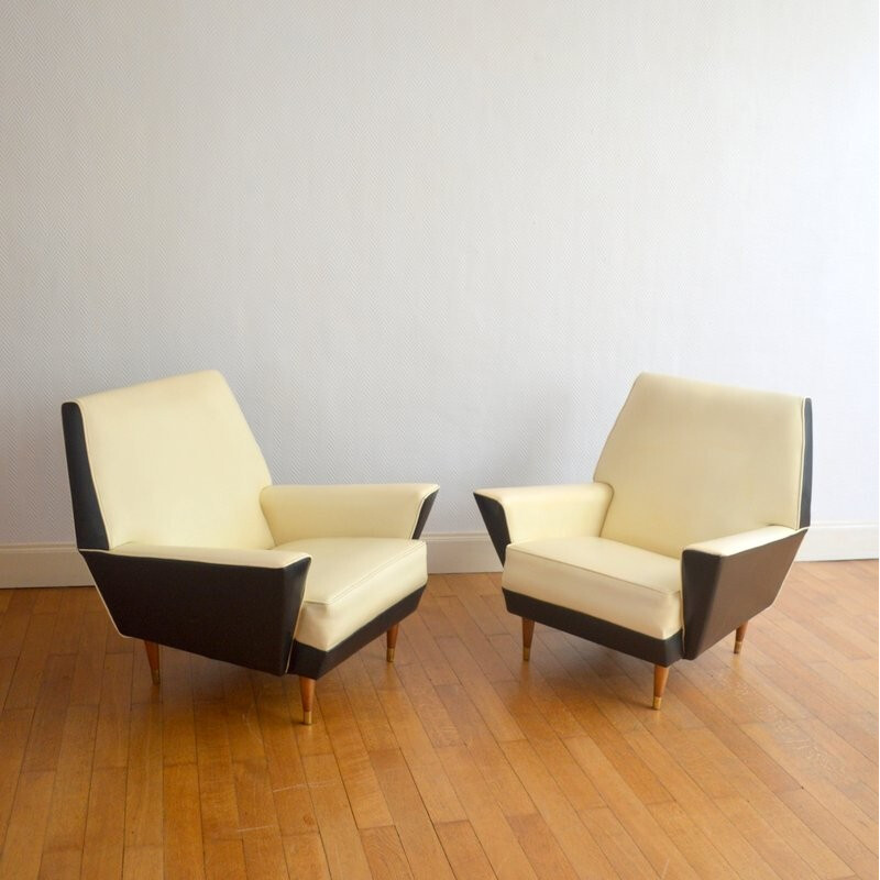 Pair of Rockabilly Design Armchairs byMedal Belgium - 1950s