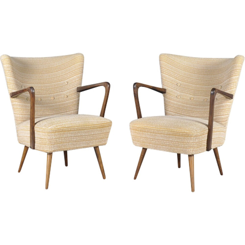 Vintage German set of 2 beige armchairs - 1960s