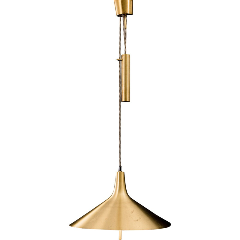 Vintage brass counterbalanced pendant lamp - 1960s