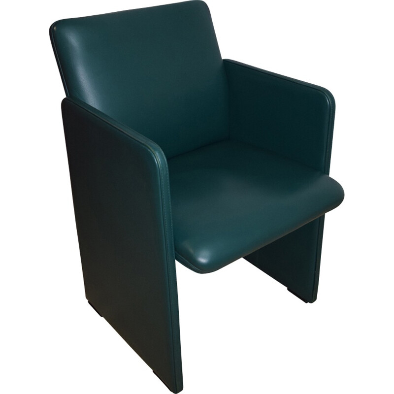 Vintage armchair in green leather by Luigi Massoni - 1970s