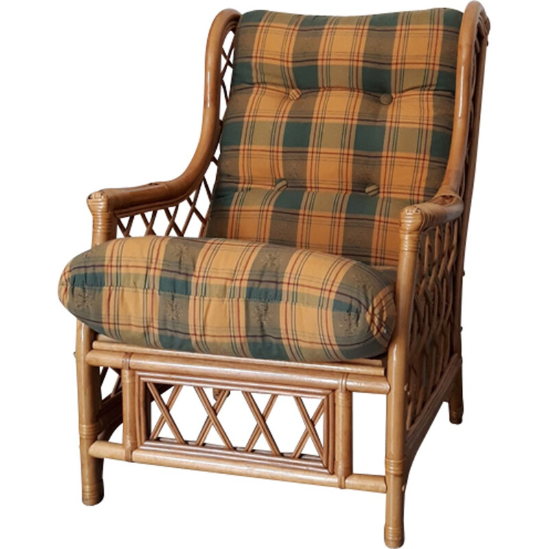 Vintage French armchair in rattan - 1960s