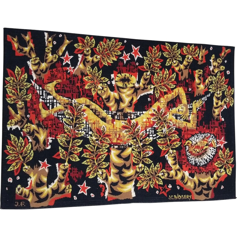 Vintage tapestry by Jean-Claude Bissery - 1960s