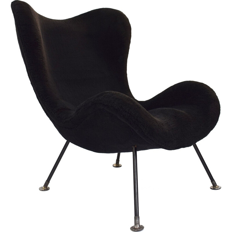 Vintage black lounge chair by Fritz Neth for Correcta - 1950s