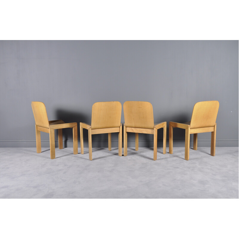 Set of 4 Italian Wood Vintage Dining Chairs - 1970s