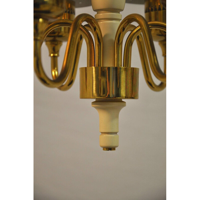 Hanging lamp in brass and wood, Hans Agne JAKOBSSON - 1960s