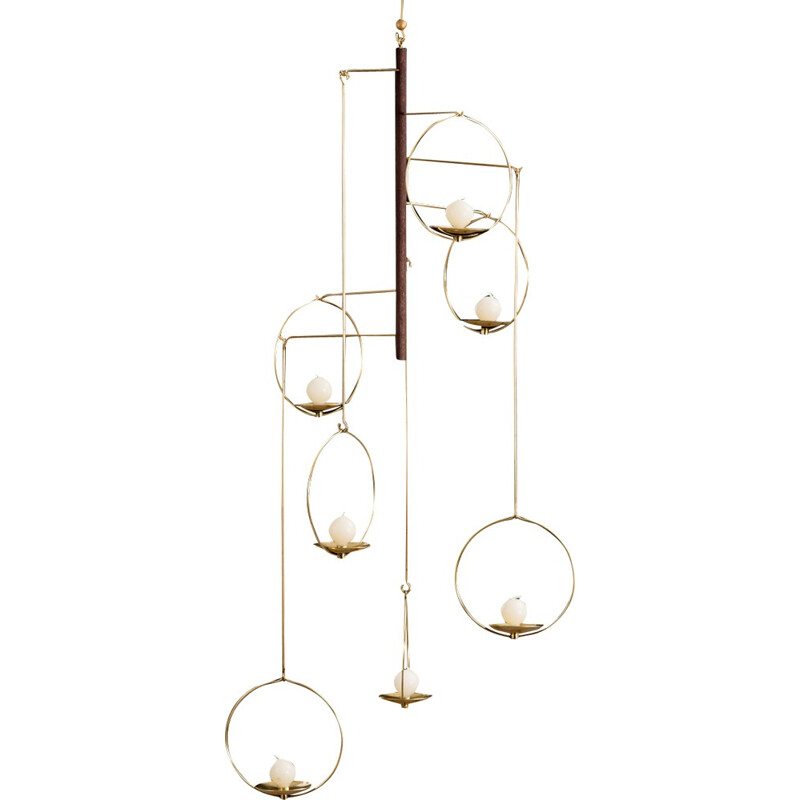 Vintage scandinavian 7 candlestick chandelier by Timo Sarpaneva - 1960s