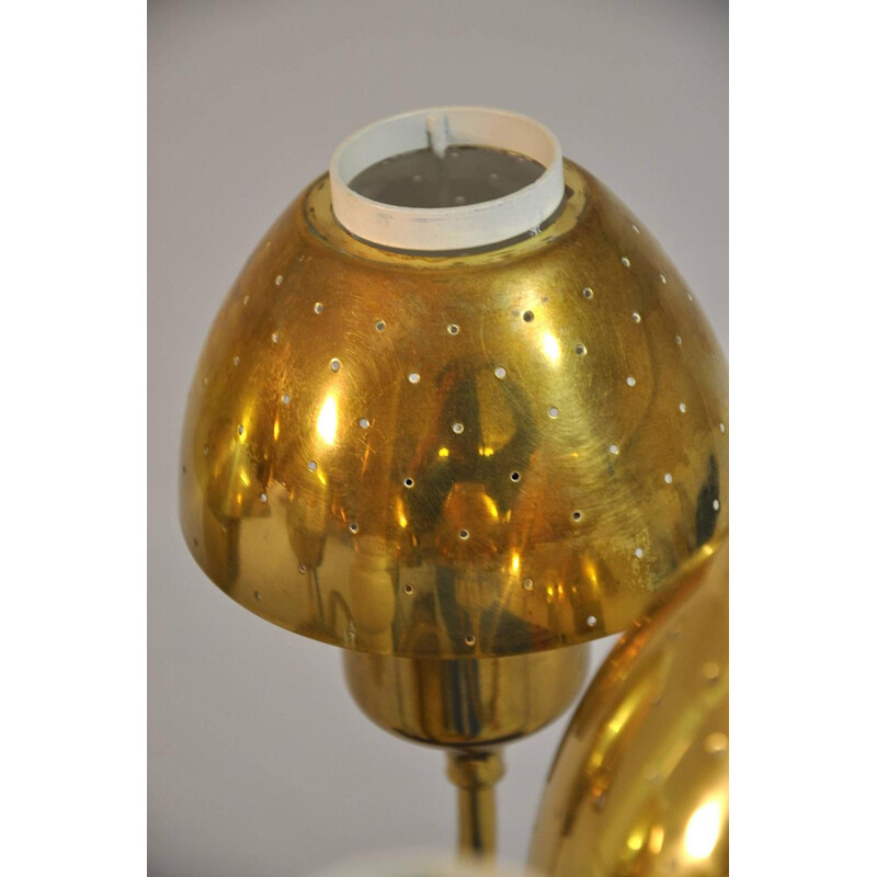 Hanging lamp in brass and wood, Hans Agne JAKOBSSON - 1960s