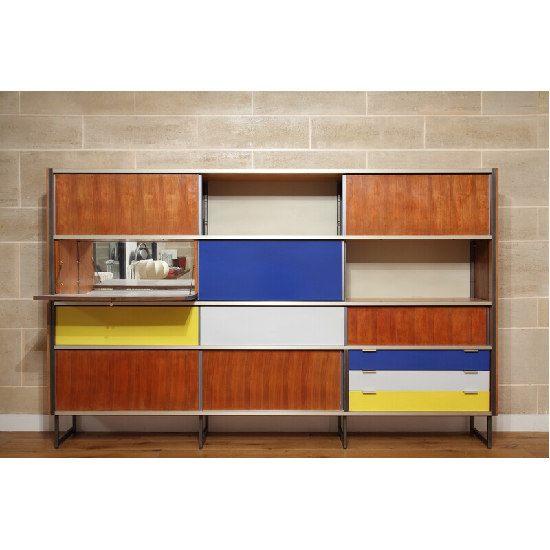 Cupboard in aluminum and rosewood, Georges FRYDMAN - 1950s