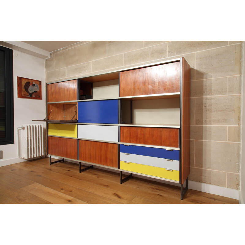 Cupboard in aluminum and rosewood, Georges FRYDMAN - 1950s