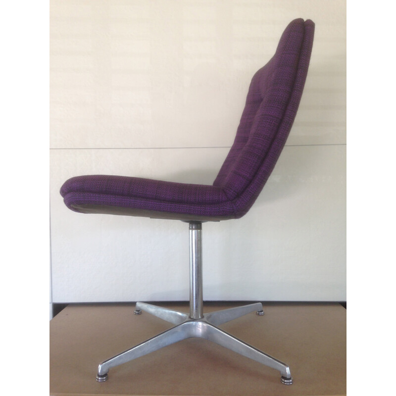 Set of 6 swiveling chairs in aluminum and violet fabric, Geoffrey HARCOURT - 1970s