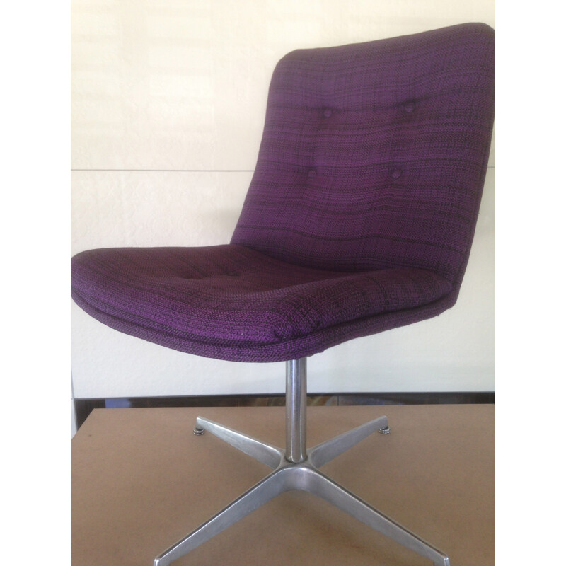 Set of 6 swiveling chairs in aluminum and violet fabric, Geoffrey HARCOURT - 1970s