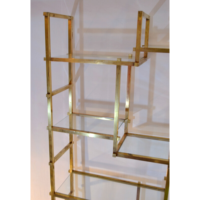 Large vintage brass shelf by Romeo Rega - 1970s