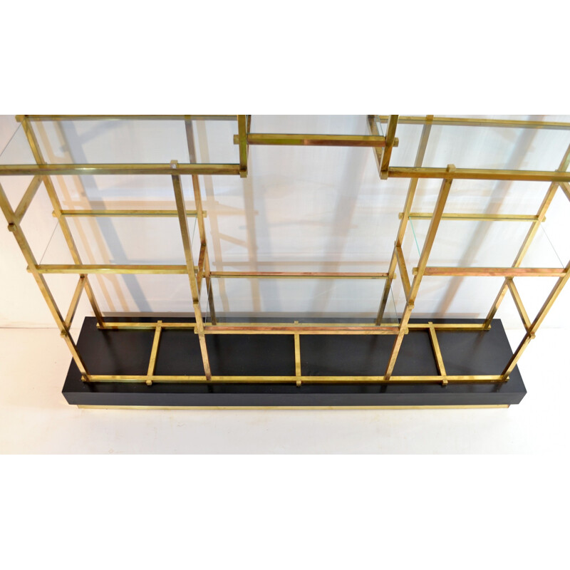 Large vintage brass shelf by Romeo Rega - 1970s