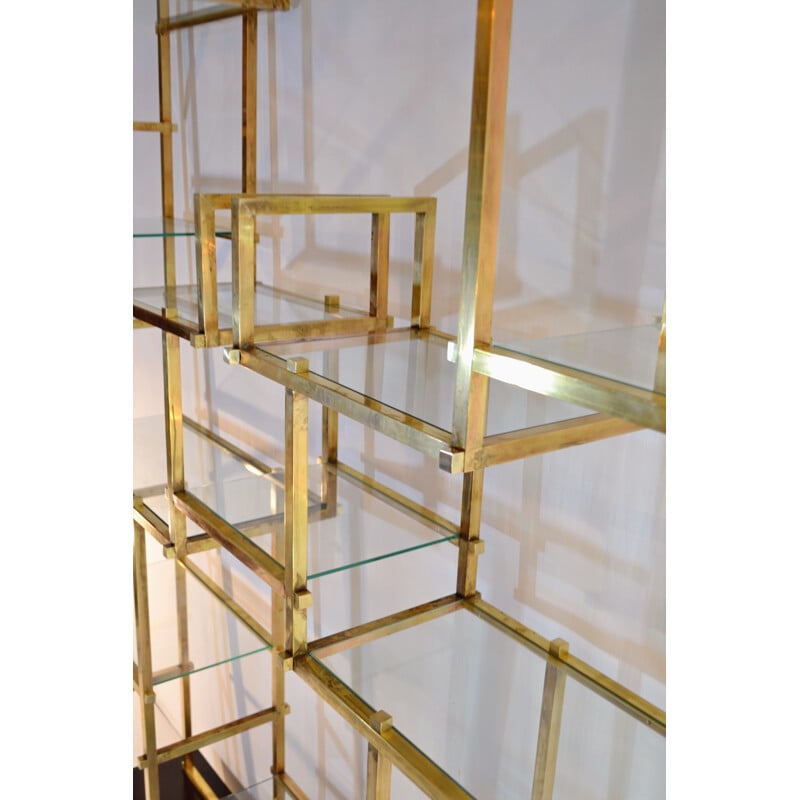 Large vintage brass shelf by Romeo Rega - 1970s