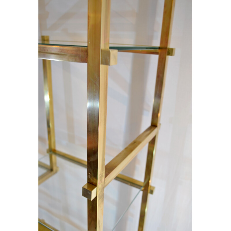 Large vintage brass shelf by Romeo Rega - 1970s