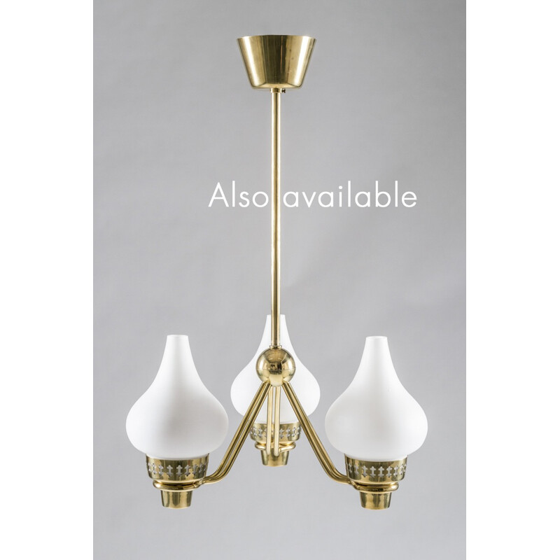 Swedish Wall Lamps in Brass and Opaline Glass by Hans Bergström for ASEA - 1950s