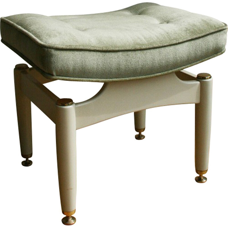 Almond G-Plan velvet stool by E.Gum - 1950s