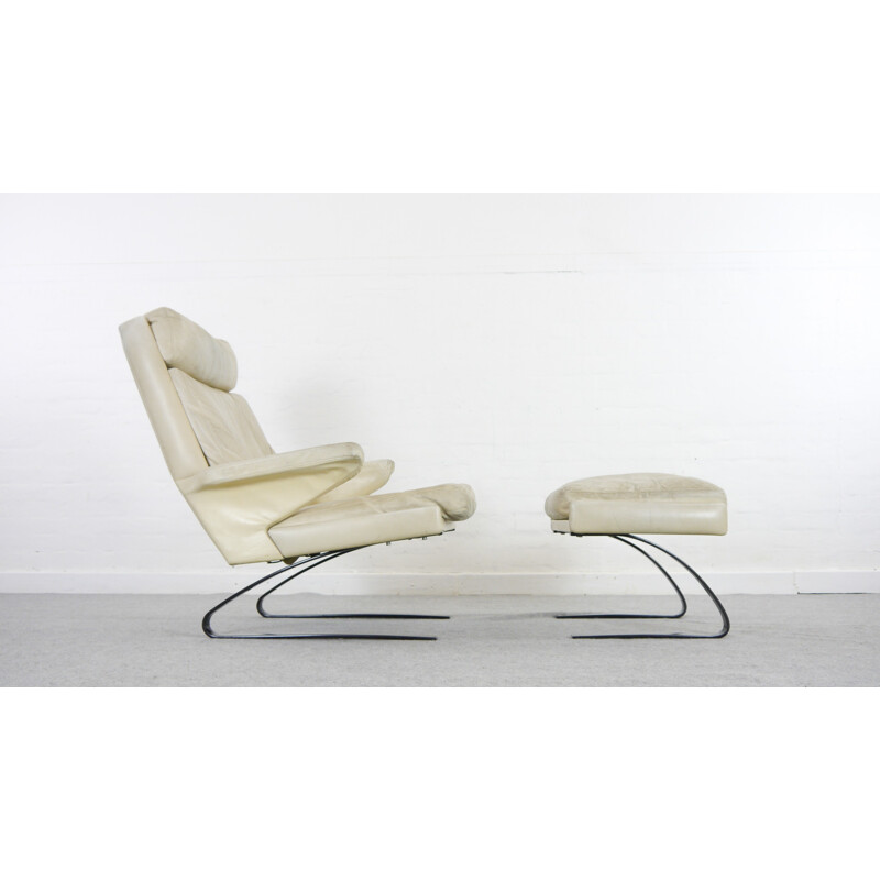 Vintage Lounge Chair with Ottoman in letaher by COR- 1970s