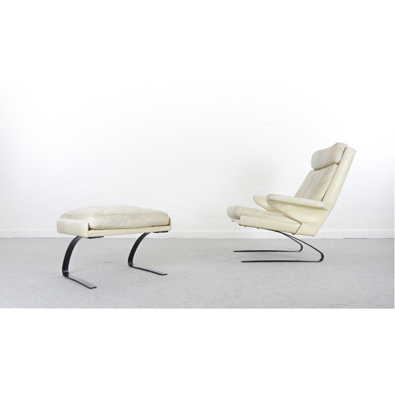 Vintage Lounge Chair with Ottoman in letaher by COR- 1970s