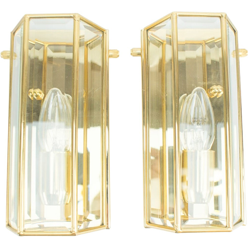 Set of 2 Golden Wall Lamps from Limburg - 1960s