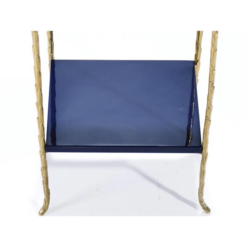 Set of 2 Vintage bronze side tables in blue color - 1960s