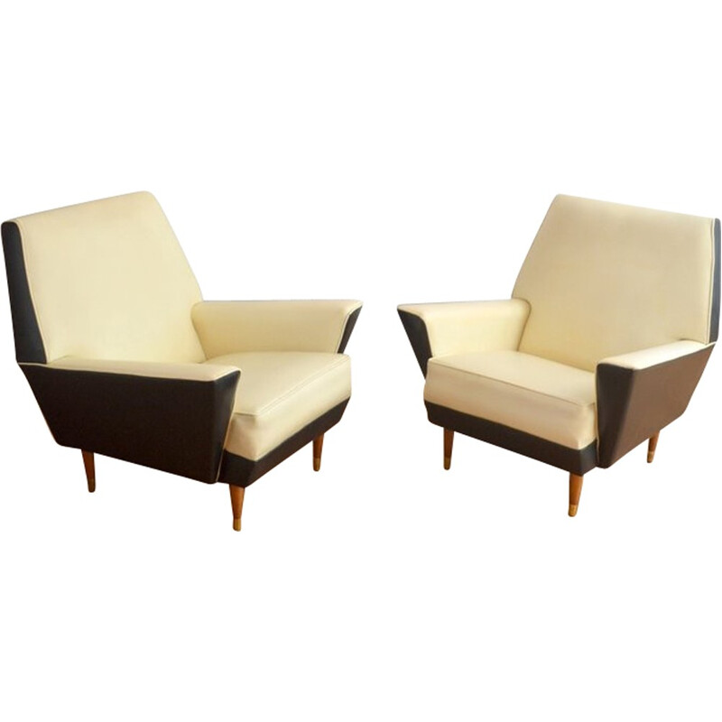 Pair of Rockabilly Design Armchairs byMedal Belgium - 1950s