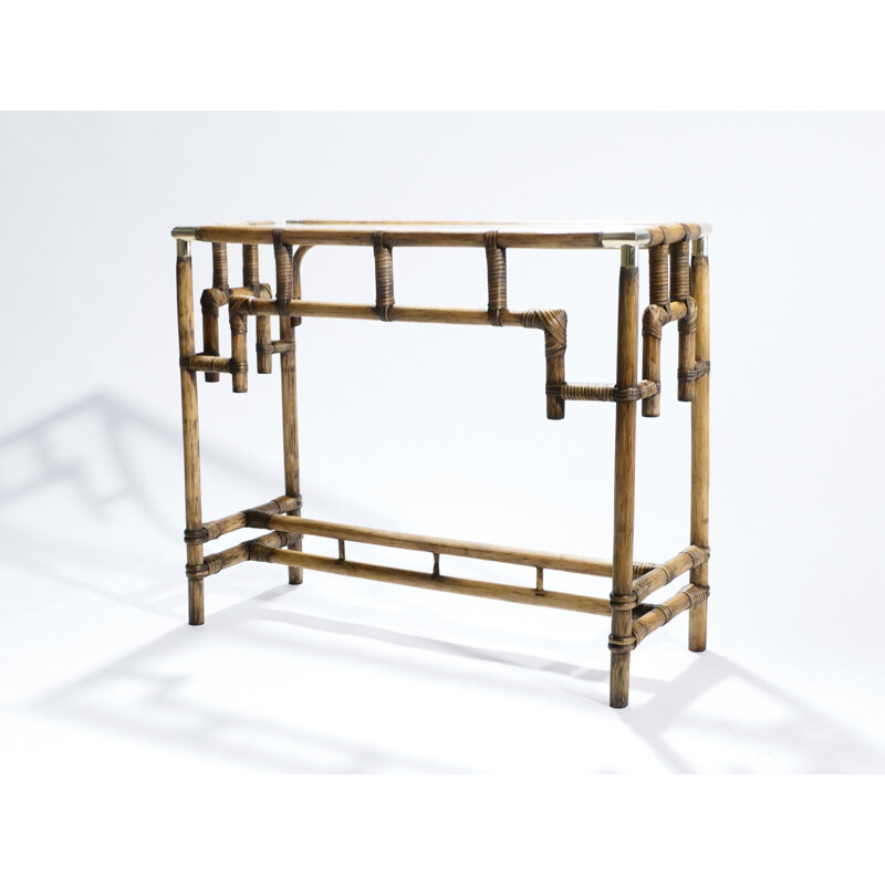 Vintage Bamboo and brass Console - 1970s