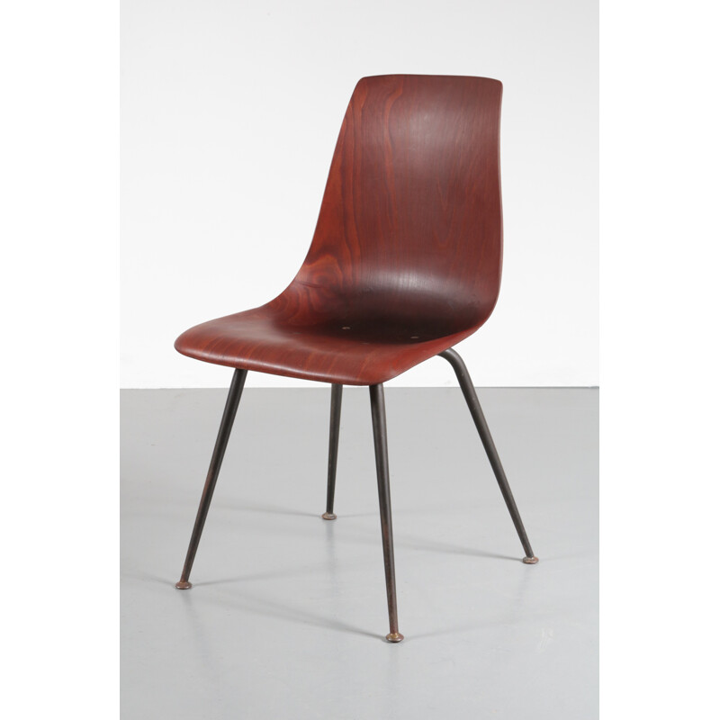 Vintage dining chair in wood by Pierre Paulin - 1950s