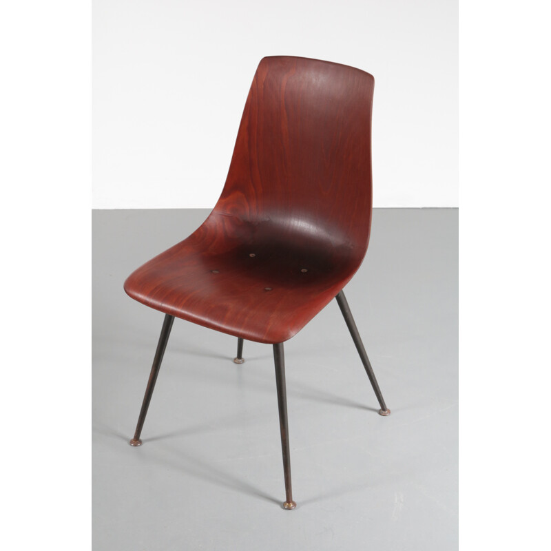 Chaise à repas vintage en bois par Pierre Paulin - 1950