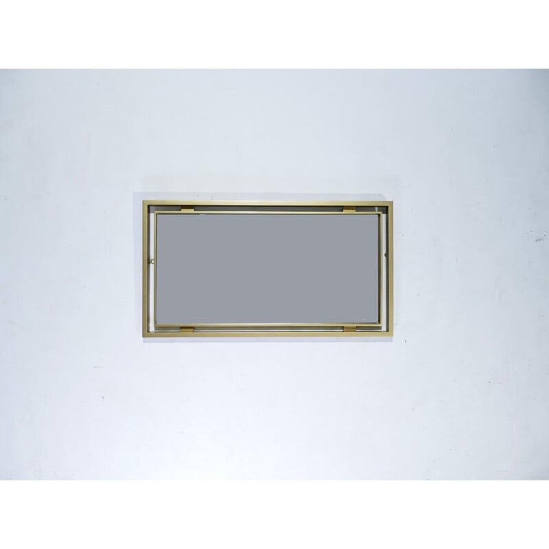 Vintage brushed brass mirror by Guy Lefevre for Maison Jansen - 1970s