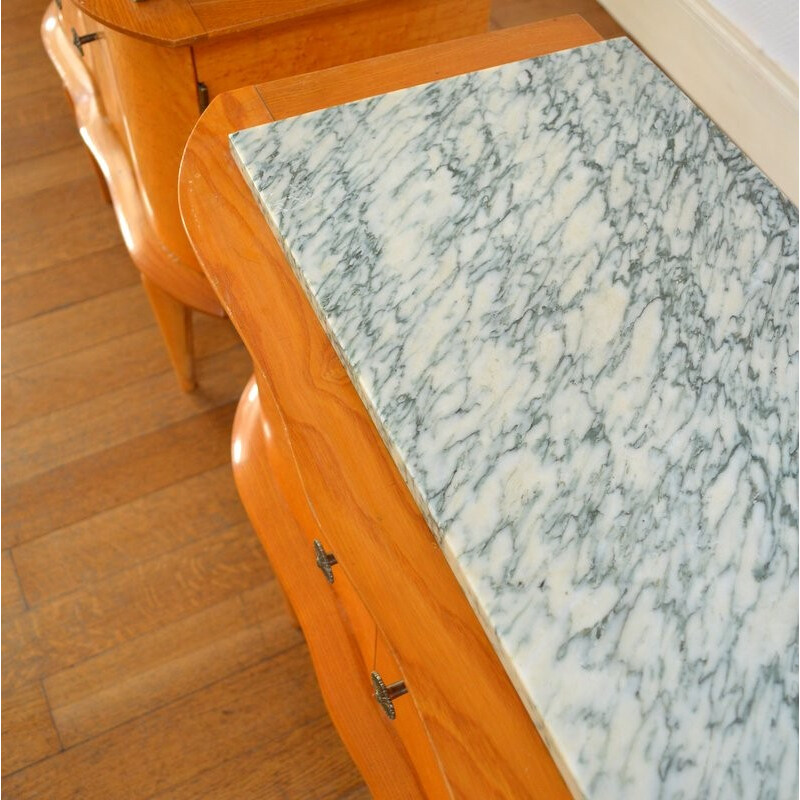 Vintage pair of bedside tables lacquered in maple wood - 1950s