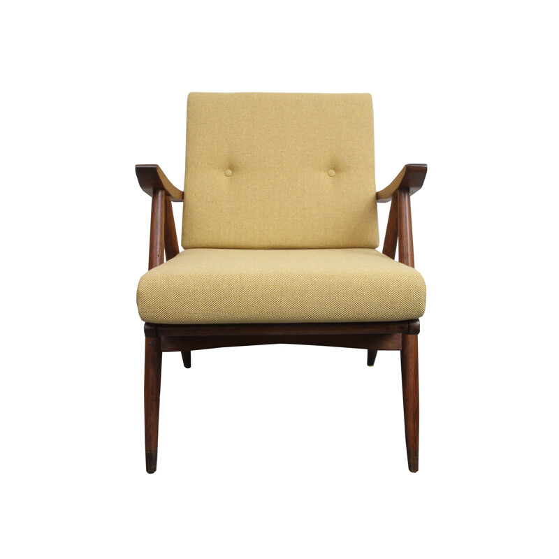 Vintage armchair in oak in yellow - 1950s