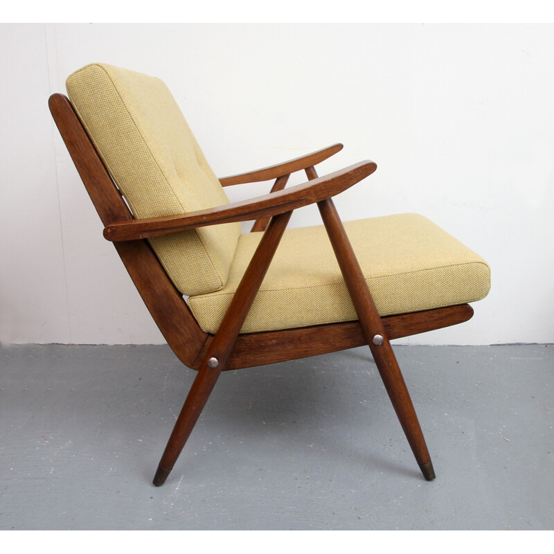 Fauteuil vintage en chêne en jaune - 1950