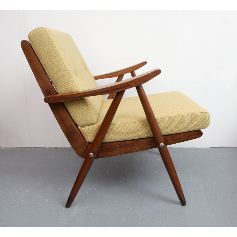 Vintage armchair in oak in yellow - 1950s