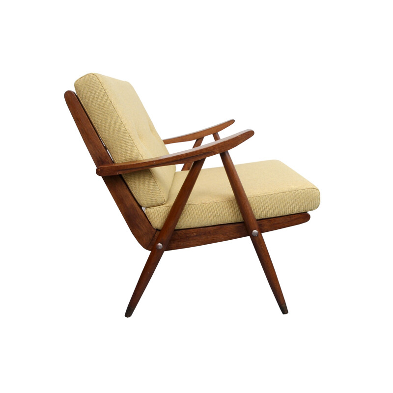 Fauteuil vintage en chêne en jaune - 1950