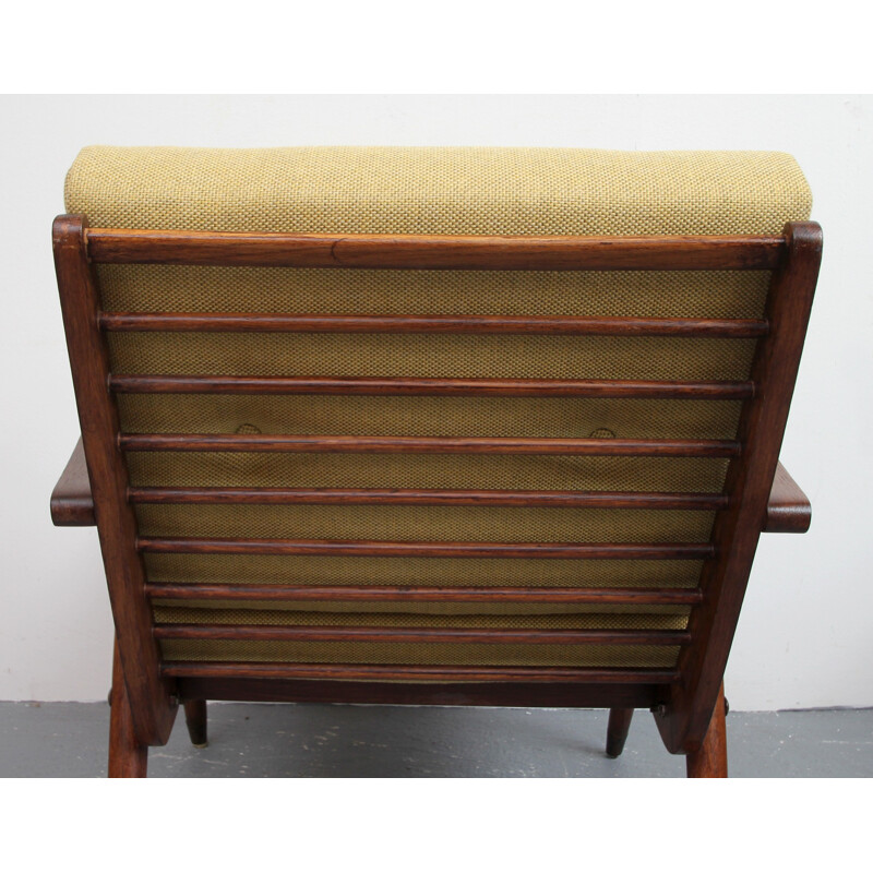 Vintage armchair in oak in yellow - 1950s