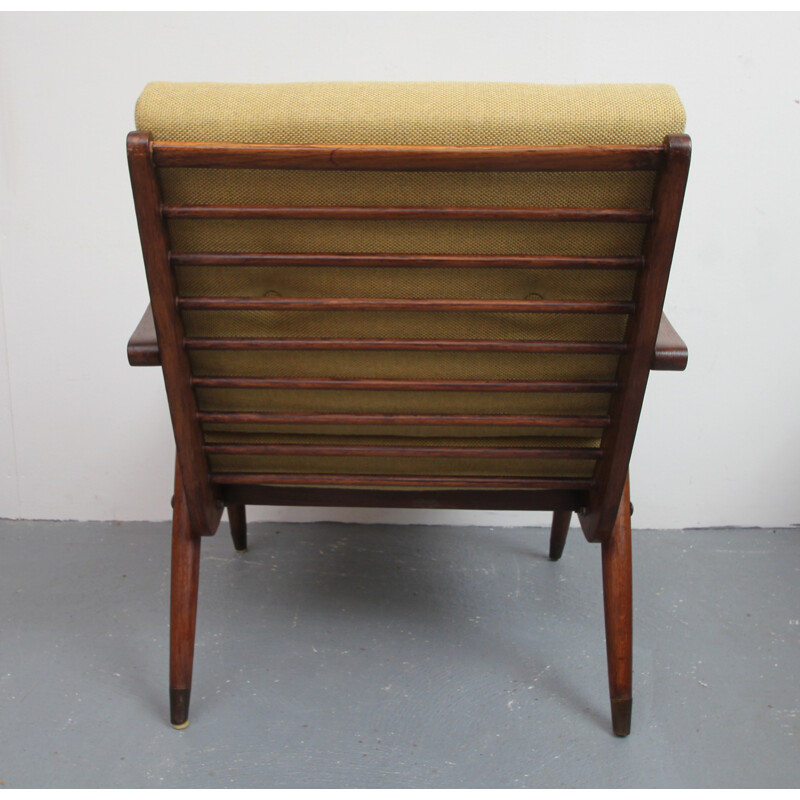 Vintage armchair in oak in yellow - 1950s