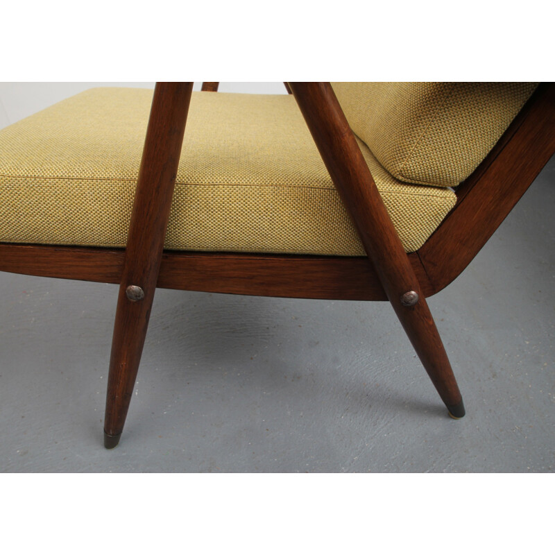 Vintage armchair in oak in yellow - 1950s