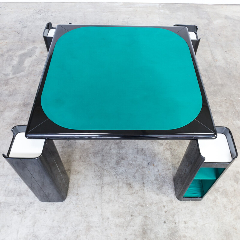 Table de jeu vintage bleue par Pierluigi Molinari pour Pozzi Milano - 1970 