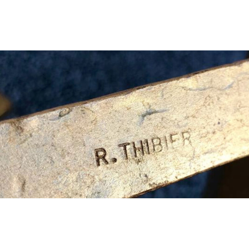 Table basse vintage en fer doré par Robert Thibier - 1960