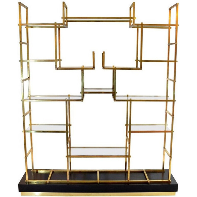 Large vintage brass shelf by Romeo Rega - 1970s